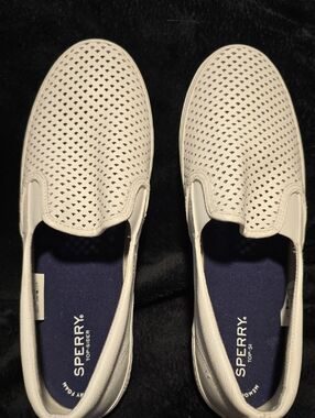 Sperry Women’s White Perforated Slip-On Loafers